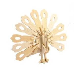 NWT Robotime Rowood 3D Wooden Peacock Puzzle Kit 40 Pc DIY Natural Wood Model